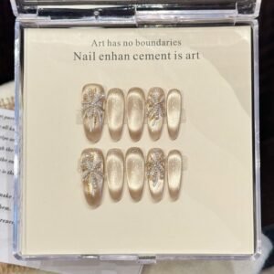 Cat Eye Ice Transparent Detachable Nail Art Patches - Handmade Wearing Nail Art