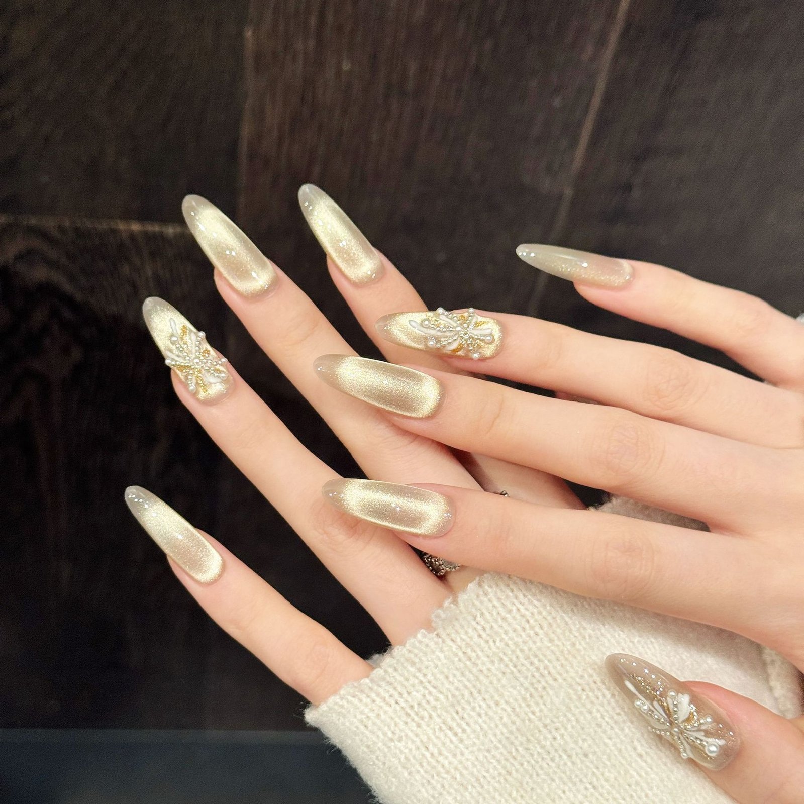 Cat Eye Ice Transparent Detachable Nail Art Patches - Handmade Wearing Nail Art - Image 3